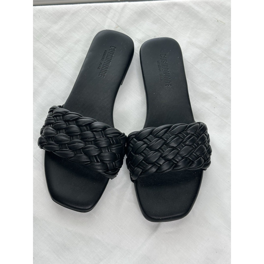 Black Braided Women's Flats Slip On Sandals Size 8